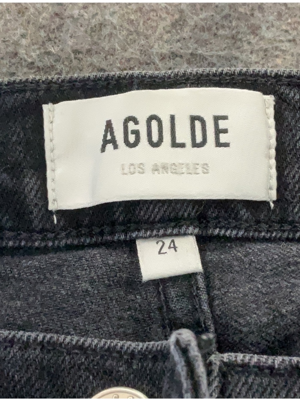 AGOLDE Nico High Rise Slim Jeans Black Distressed Button Fly Denim 24 - Picture 6 of 6